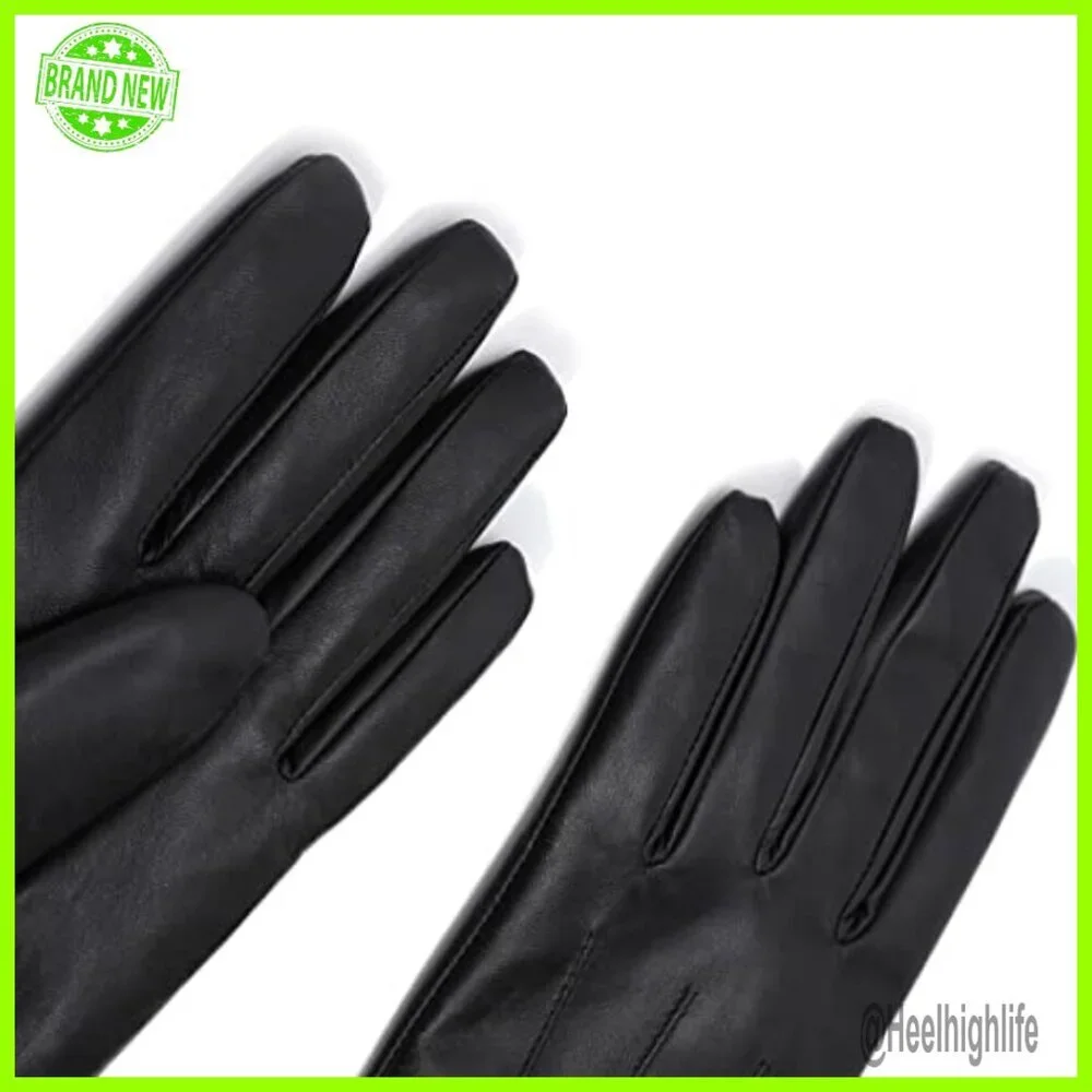 Medium Leather Gloves Touchscreen Fleece Lined Winter Warm Driving